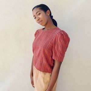 Eve Gravel - Labyrinthe Top - Rust Plaid